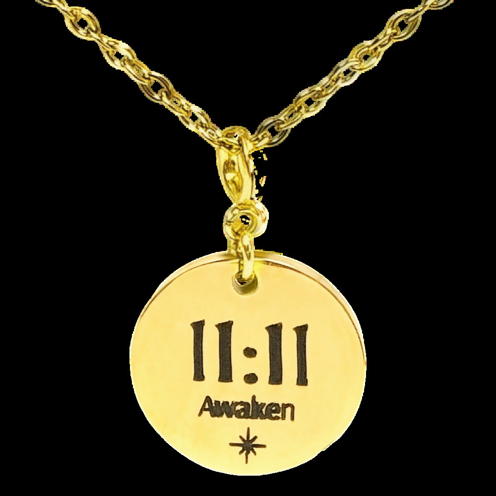 1111 Angel Number Necklace, Awaken Charm, 18K Gold Spiritual Jewelry